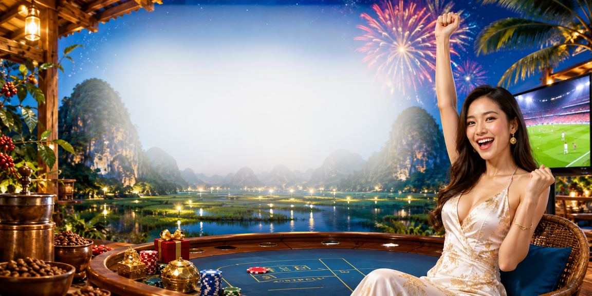Quán cà phê Ninh Bình buổi tối – người dùng ngồi thưởng thức cà phê và khám phá trò chơi trực tuyến