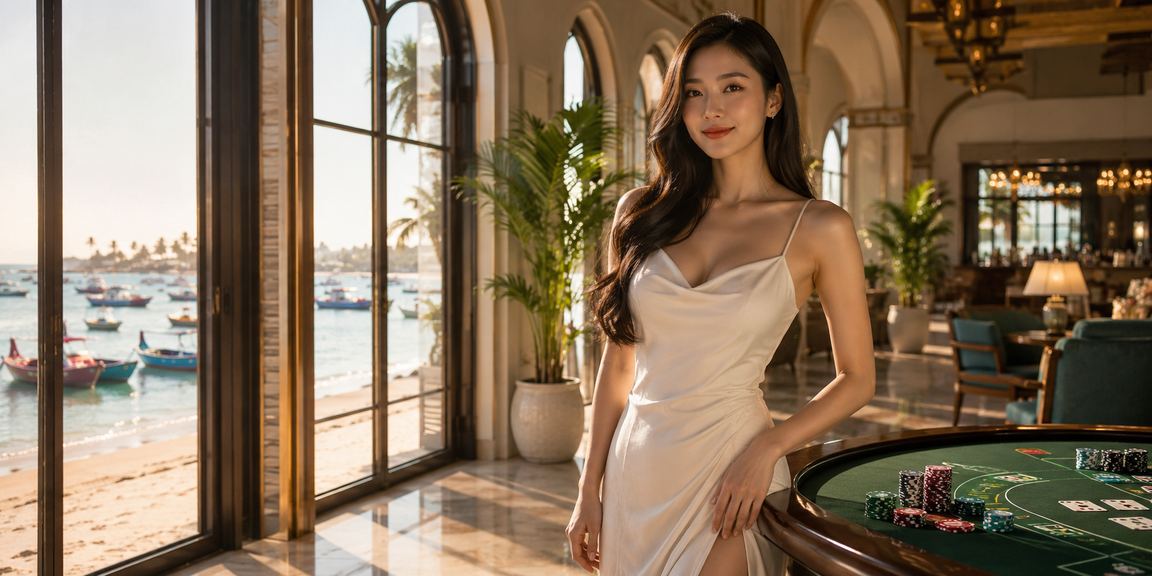 Không gian casino Việt Nam hiện đại – màn hình hiển thị jackpot và bảng xếp hạng người chơi